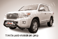 Кенгурятник d76 низкий широкий с перемычкой черный Toyota Land Cruiser 200 (2012-2015) , Slitkoff, арт. TLC2-12-008B