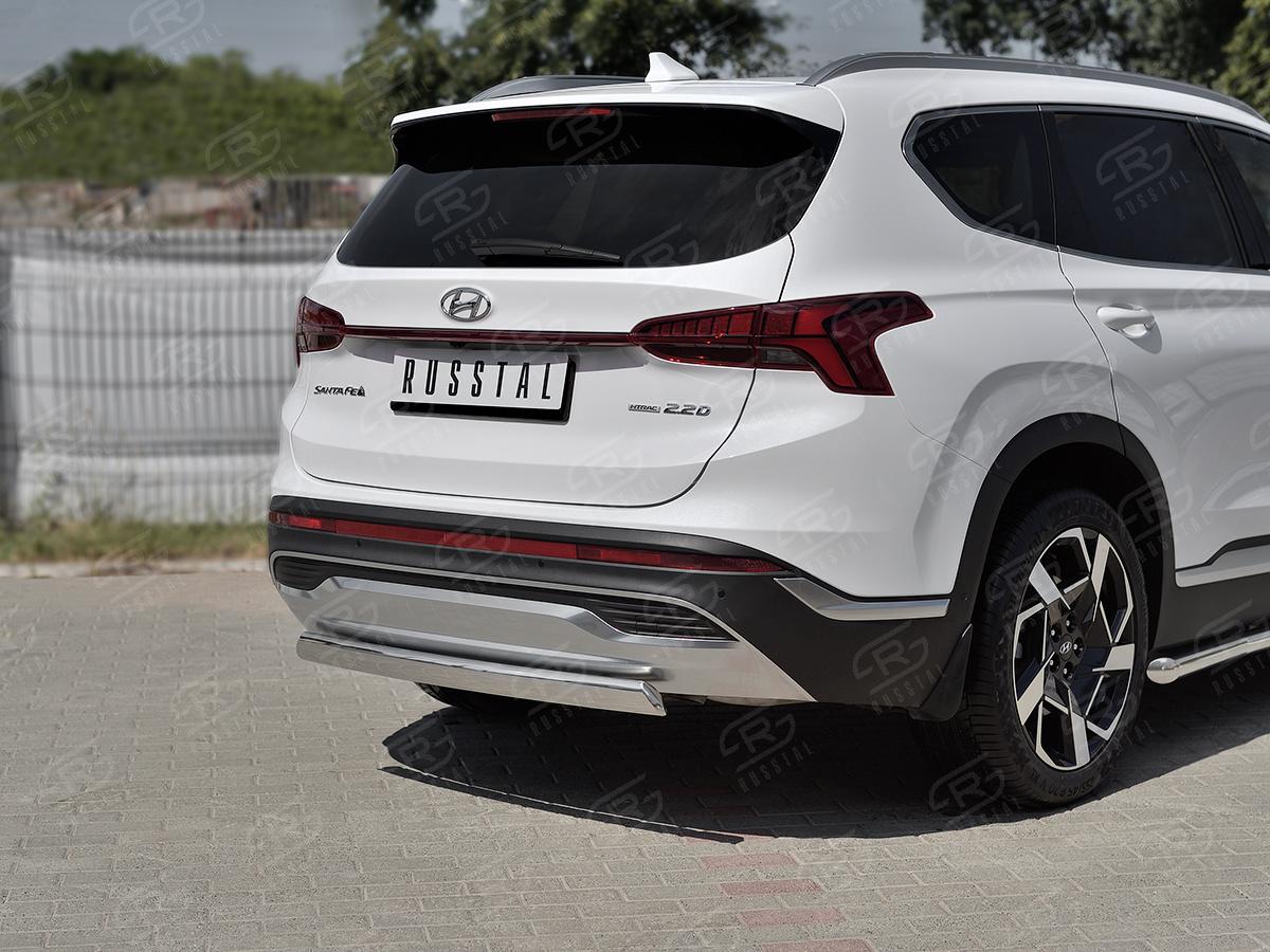 HYUNDAI SANTA FE 2021- Защита заднего бампера 75х42 дуга HSFZ-003602