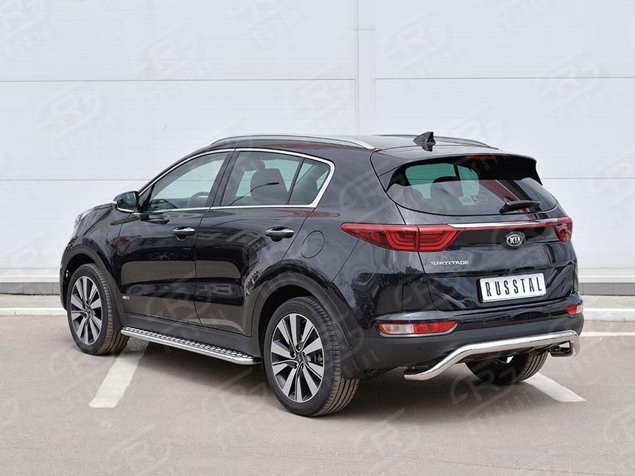 Защита заднего бампера d57 волна под машину Kia Sportage 2016, Slitkoff KSZ-002294