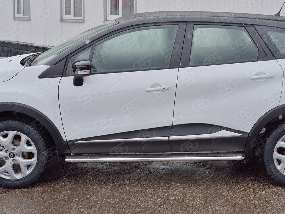 Пороги труба d42 с листом вариант 3 Renault Kaptur 2016, Slitkoff RKPL-0024683