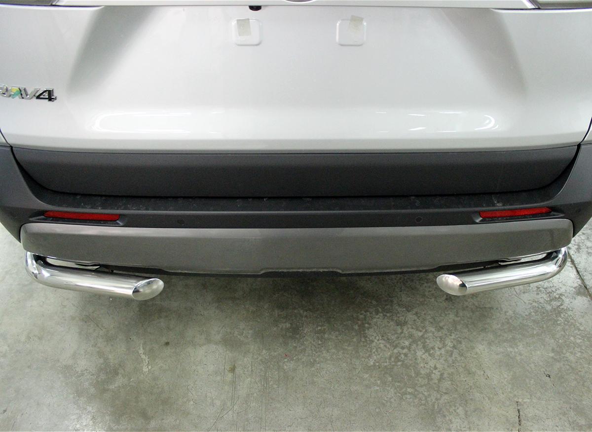 Защита заднего бампера "уголки" d-60 для автомобиля Toyota RAV4 2019 арт. TRN19_3.2, Технотек