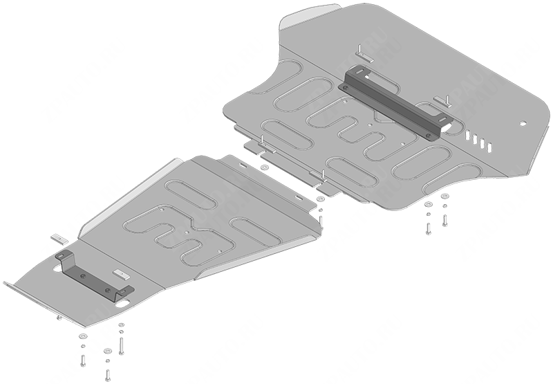 Защита алюминиевая Мотодор (Двигатель, Передний дифференциал, Коробка переключения передач, Радиатор, Раздаточная коробка), 5 мм,  для Dodge Charger  2014-2023 арт. 32912