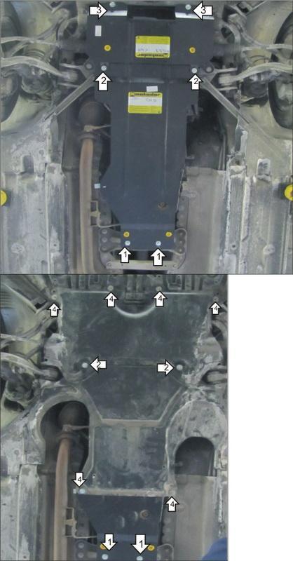 Защита стальная Мотодор (Двигатель, Коробка переключения передач), 2 мм, Сталь для Mercedes-benz C-class 2007-2011 арт. 01227