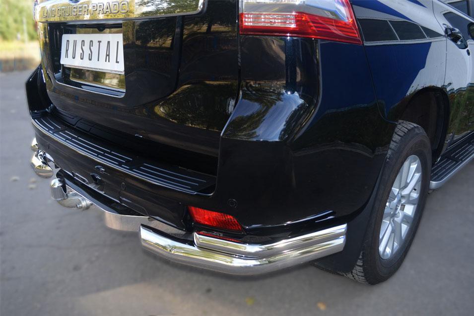 Защита заднего бампера уголки d76/42 длинные для Toyota LC Prado 150 2014, Slitkoff LCPZ-001722