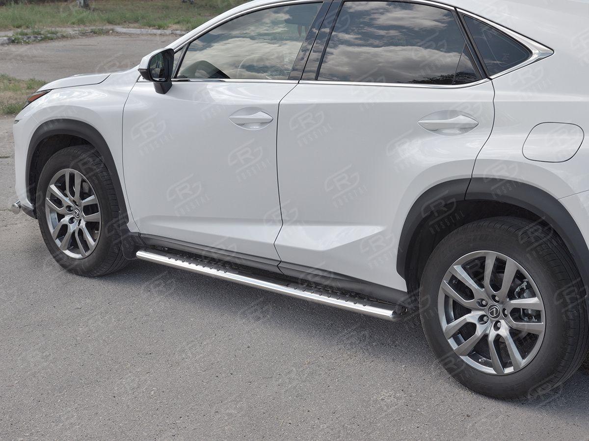 Пороги труба 120х60 овал с проступью на Lexus NX 2017, Slitkoff LNX3O-002940