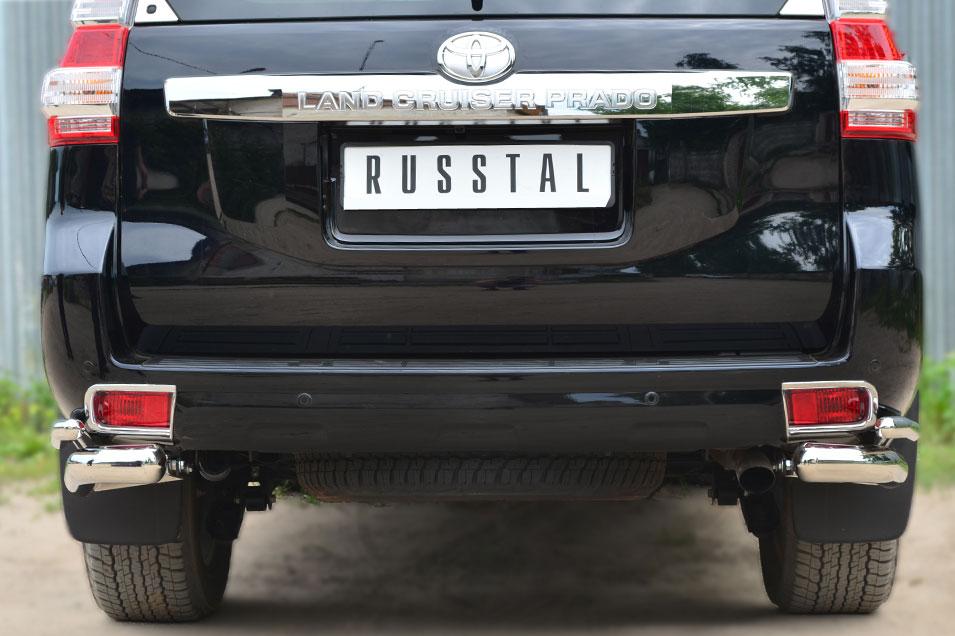 Защита заднего бампера уголки d76/42 для Toyota LC Prado 150 2014, Slitkoff LCPZ-001721