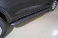 Пороги алюминиевые с пластиковой накладкой (карбон черные) 1720 мм для автомобиля Hyundai Creta 2021- арт. HYUNCRE21-24BL