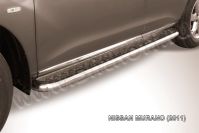 Защита порогов d57 с листом Nissan Murano (2010-2015) Black Edition, Slitkoff, арт. NIM11007BE