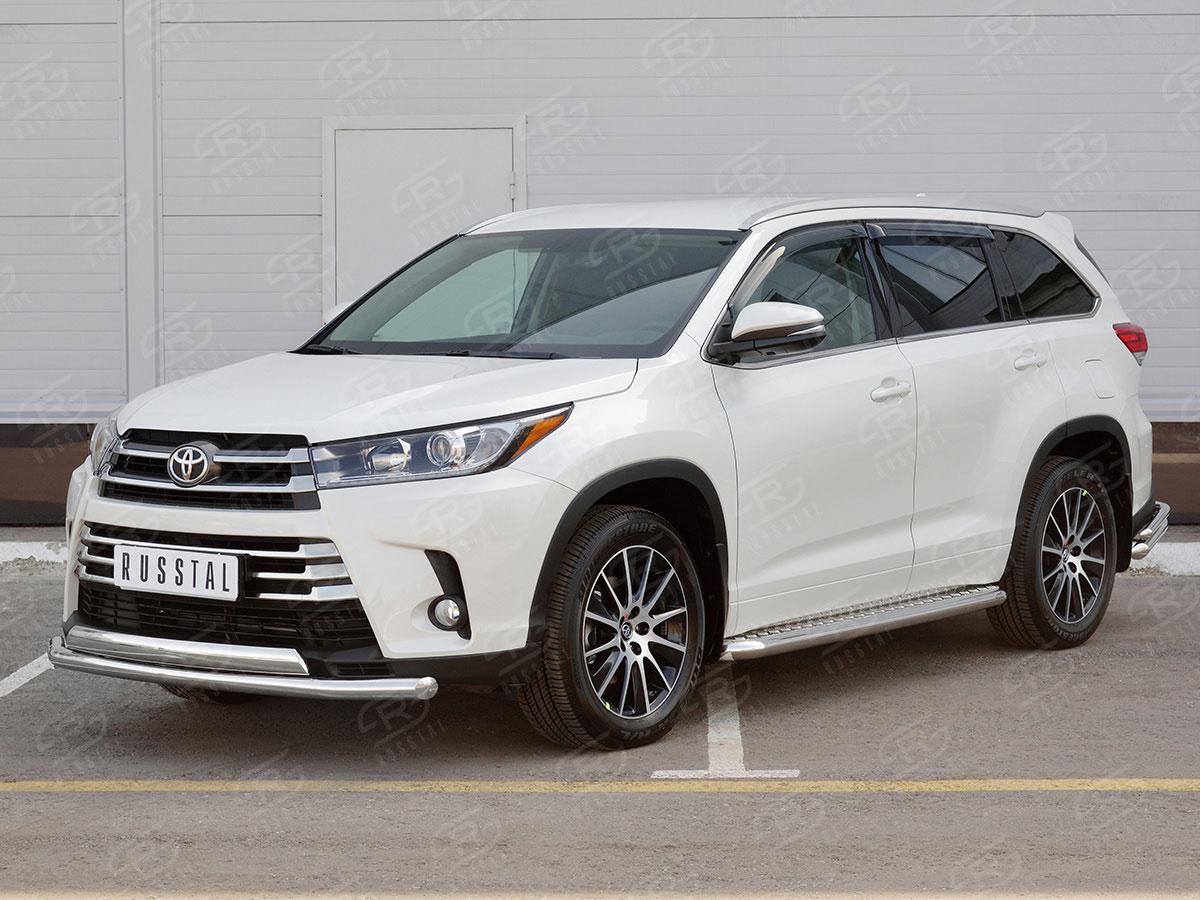 Защита переднего бампера d57/75х42 на Toyota Highlander 2016, Slitkoff THRZ-002617
