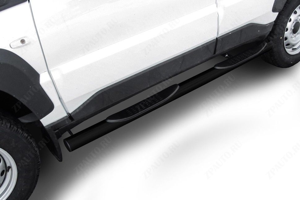 Защита порогов d76 с проступями черная Lada Niva Travel (2020-2023) , Slitkoff, арт. NivTR007B