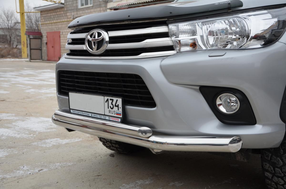 Защита переднего бампера двойная для автомобиля TOYOTA Hilux  2015. THL.15.03, Россия
