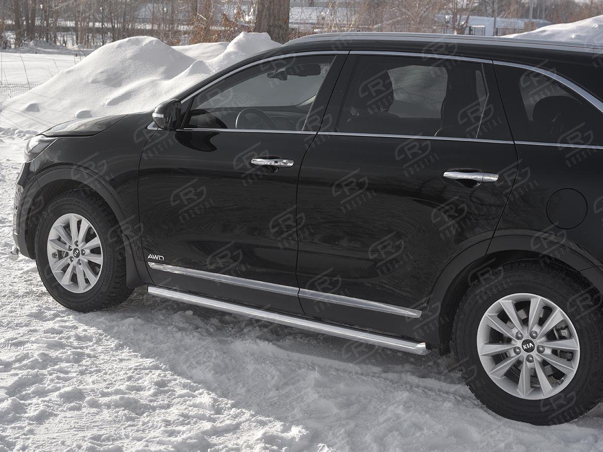 Пороги труба d57 (вариант 1) KSPT-0031391 для автомобиля KIA SORENTO PRIME 2018-, Slitkoff