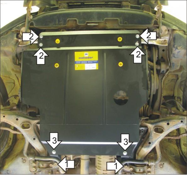 Защита стальная Мотодор (Двигатель, Коробка переключения передач), 2 мм, Сталь для Honda CR-V I 1997-2002 арт. 00805