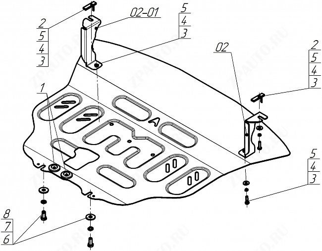 Защита АвтоСтандарт (Двигатель, Коробка переключения передач), 1,5 мм,  для BAIC X35  2019- арт. 58501