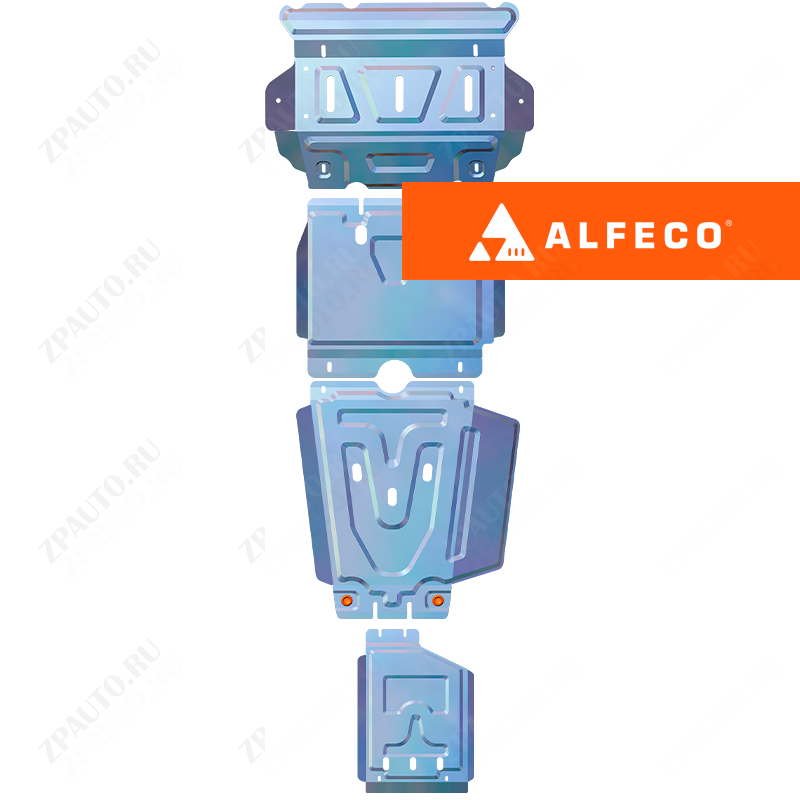 Защита  радиатора,картера,редуктора переднего моста, КПП и рк (4 части) Toyota Hilux (AN20;AN30) 2011-2015 V-all , ALFeco, алюминий 4мм, арт. ALF2490-91-92-93al