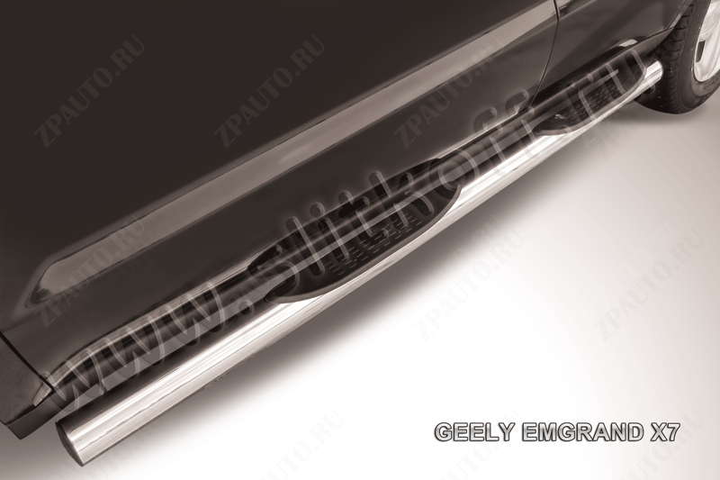 Пороги d76 с проступями Geely Emgrand X7 (2011-2016) Black Edition, Slitkoff, арт. GEX7008BE