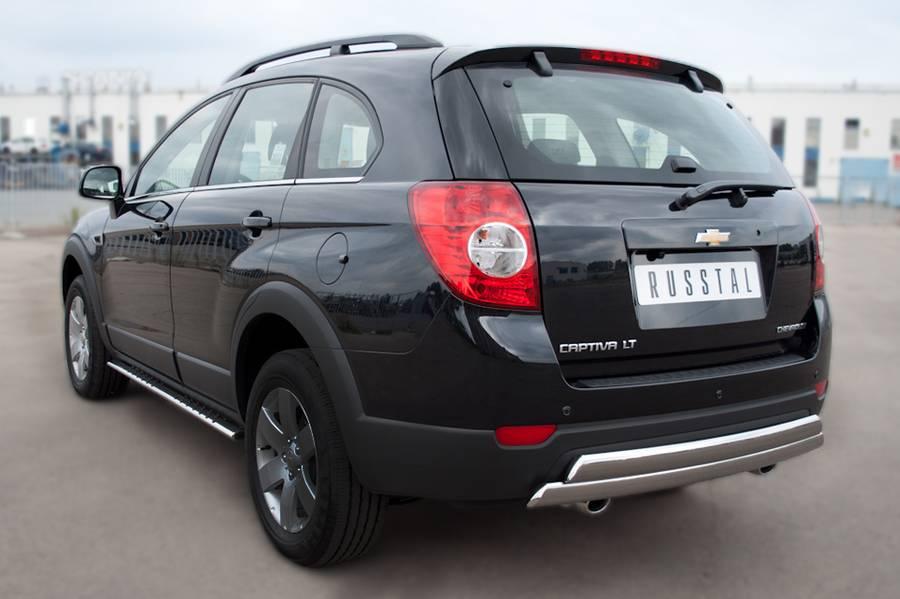 Защита заднего бампера d75x42 овал для Chevrolet Captiva 2012, Slitkoff CHCZ-000837