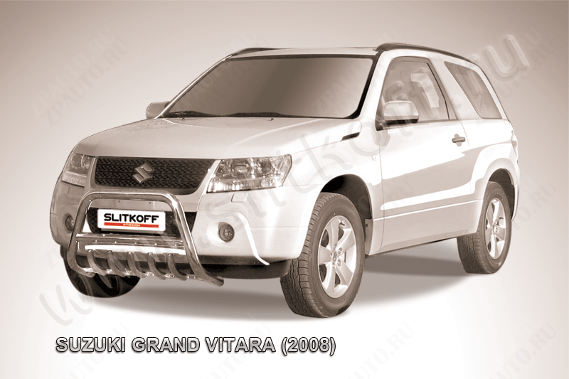 Кенгурятник d57 низкий c защитой картера Suzuki Grand Vitara 3 doors (2008-2012) Black Edition, Slitkoff, арт. SGV3D08005BE