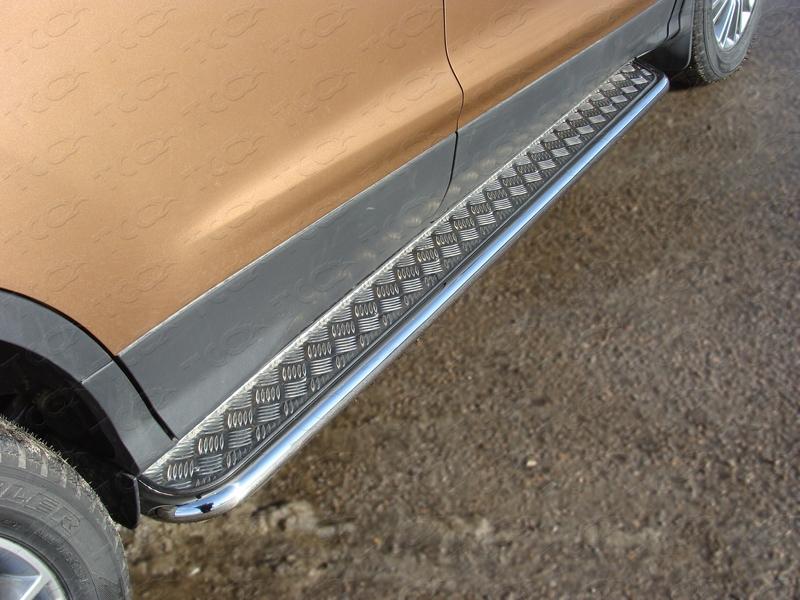 Пороги с площадкой 42,4 мм для автомобиля Ford Kuga 2013-2016, TCC Тюнинг FORKUG13-04