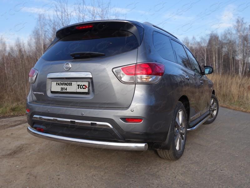 Защита задняя (овальная) 75х42 мм для автомобиля Nissan Pathfinder 2014-, TCC Тюнинг NISPAT14-18