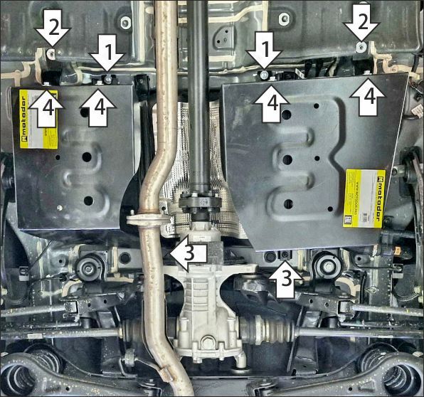 Защита стальная Мотодор (Абсорбер, Топливный бак), 2 мм,  KGM Torres  2023- арт. 72802