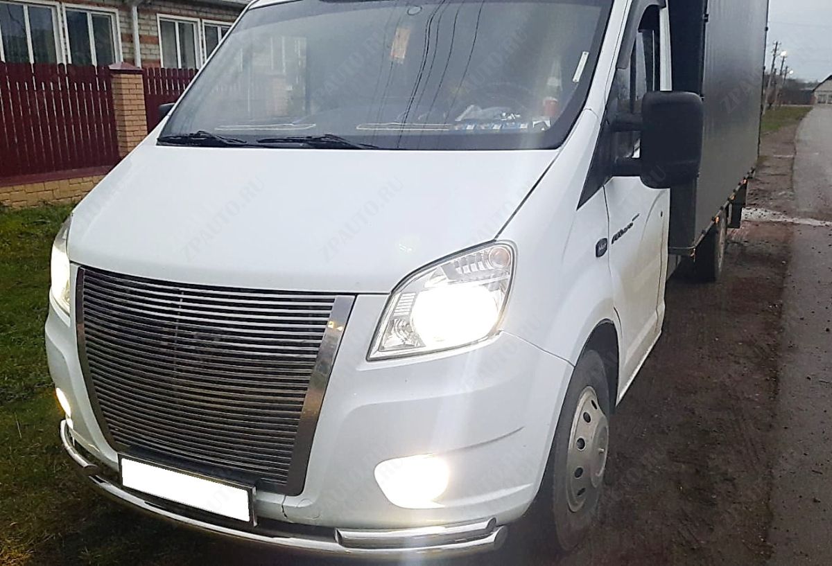 Защита переднего бампера двойная для автомобиля ГАЗель Next 2014 арт. GZNXT.14.03-2