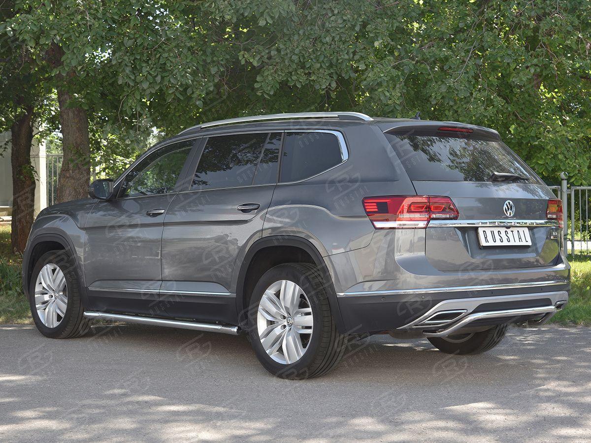 Защита заднего бампера d42 волна на Volkswagen Teramont 2017, Slitkoff VTMZ-002998