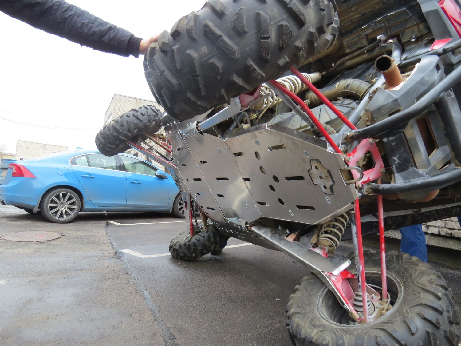 Защита задних рычагов для POLARIS RZR XP Turbo 2016-18, алюминий 4 мм, STORM, арт. 3122