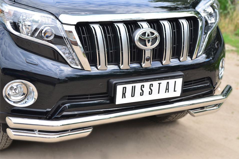 Защита переднего бампера d57/57 уголки для Toyota LC Prado 150 2014, Slitkoff LCPZ-001711