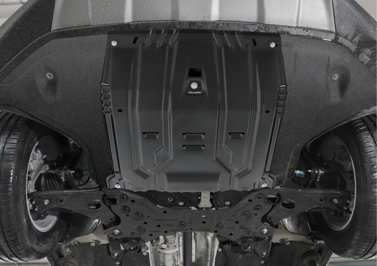 Защита картера и КПП Rival для Hyundai Santa Fe IV 2018-2021, сталь 1.5 мм, с крепежом, штампованная, 111.2375.1
