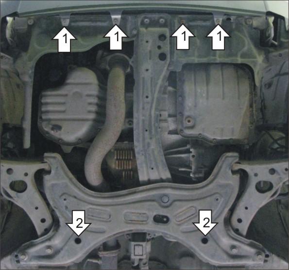 Защита стальная Мотодор (Двигатель, Коробка переключения передач), 2 мм, Сталь для Toyota RAV 4 2000-2005 арт. 02518