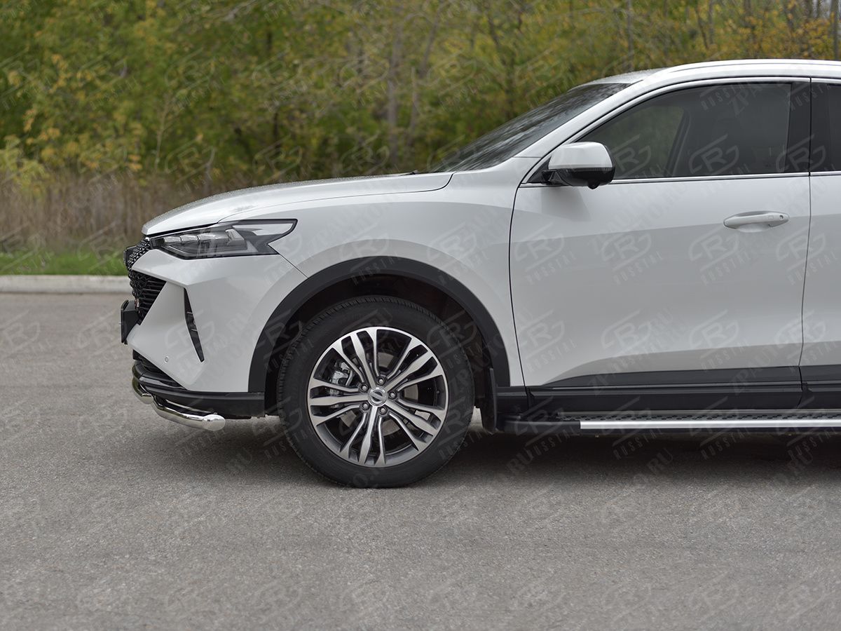 HAVAL F7X 4WD 2022- Защита переднего бампера d57 секции-d42 дуга HF7XZ-004003