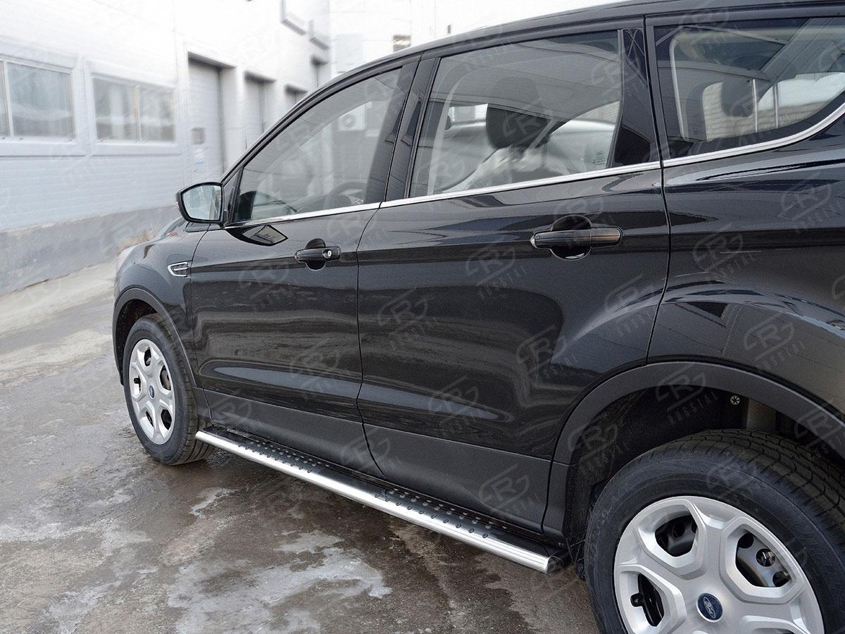 Пороги труба 120х60 овал с проступью Ford Kuga 2016, Slitkoff FGO-002598