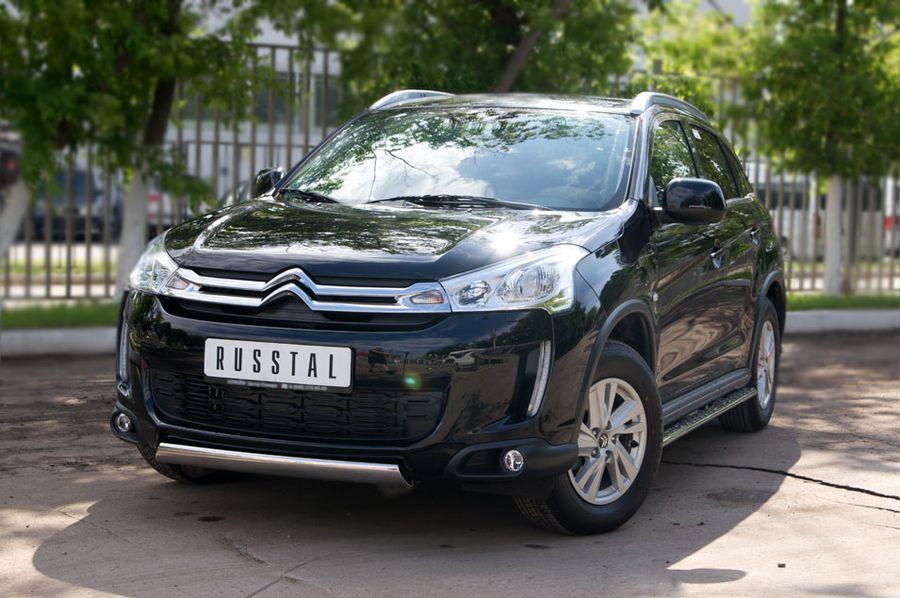 Защита переднего бампера d75x42 овал для Citroen C4 Aircross 2012, Slitkoff C4Z-000552
