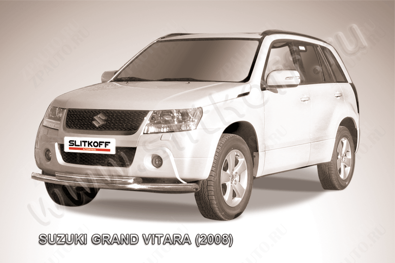 Защита переднего бампера d57+d57 двойная Suzuki Grand Vitara (2008-2012) Black Edition, Slitkoff, арт. SGV08008BE