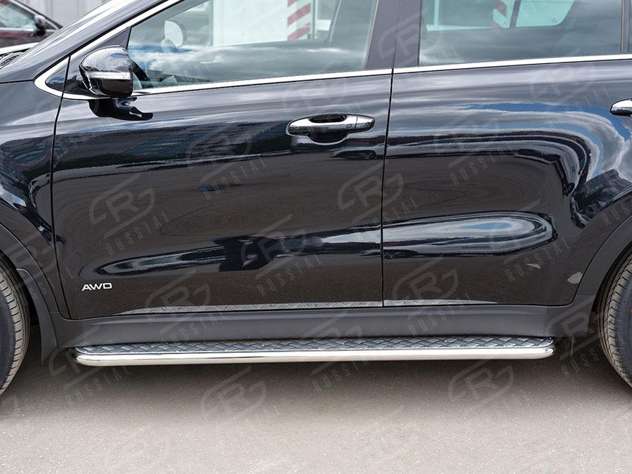 Пороги труба d42 с листом вариант 1 Kia Sportage 2016, Slitkoff KSL-0022911