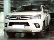 Защита переднего бампера двойная d-60+43 для Toyota Hilux 2015, Технотек TH15_1.1