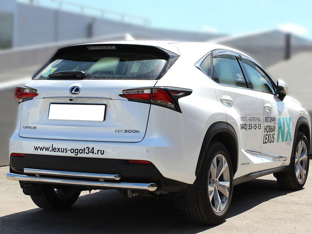 Защита заднего бампера радиусная двойная d-60+43 для Lexus NX 2014 F Sport, Технотек LNXFS_3.1