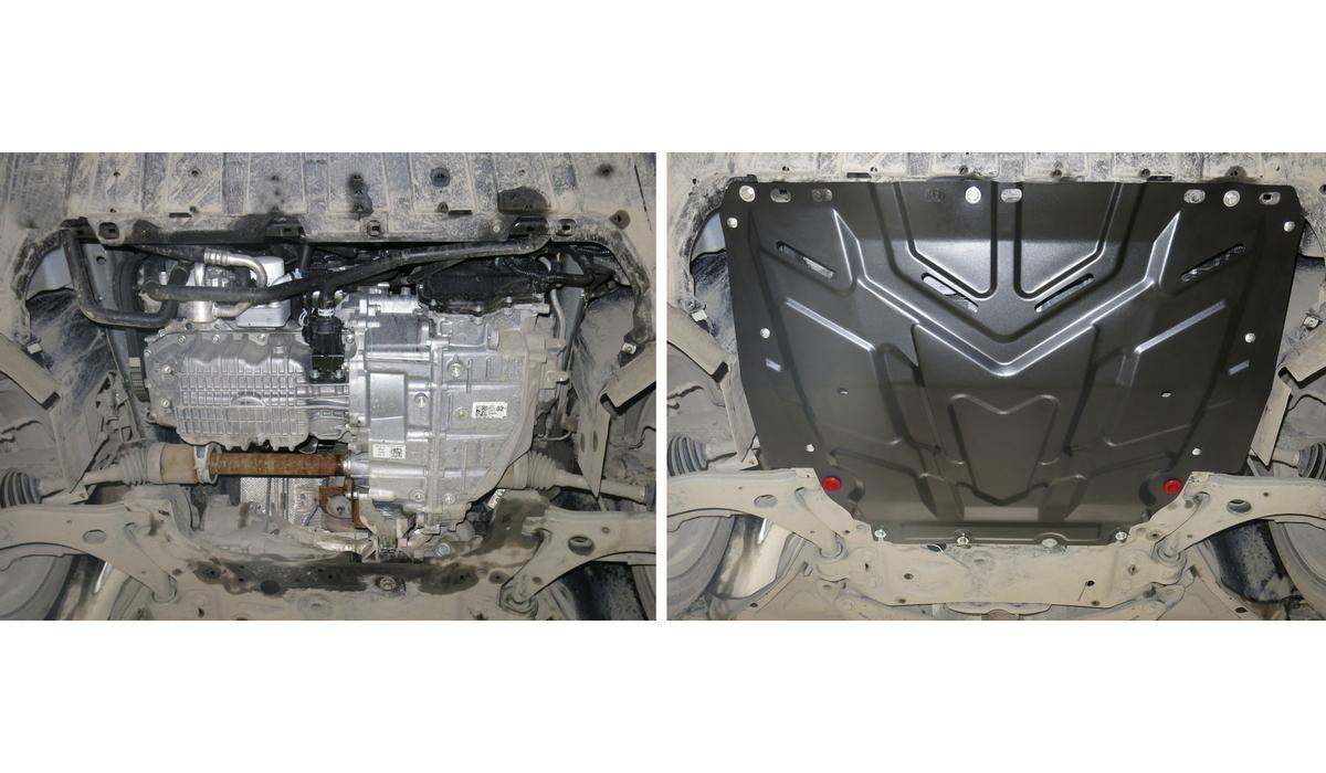 Защита картера и КПП АвтоБроня для Ford Kuga I (V - 2.0D) 2008-2013, штампованная, сталь 1.5 мм, с крепежом, 111.01850.1