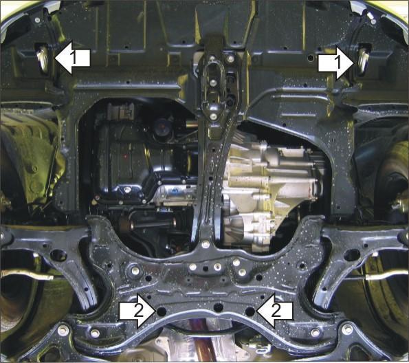 Защита стальная Мотодор (Двигатель, Коробка переключения передач), 2 мм, Сталь для Toyota Corolla 2000-2006 арт. 02506
