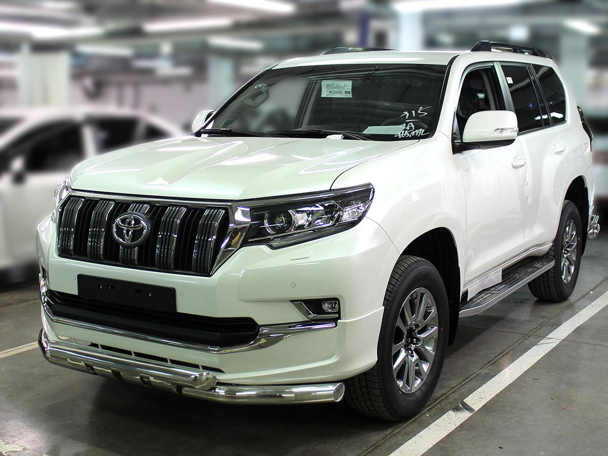 Защита переднего бампера d-76 с доп.накладками для автомобиля Toyota Land Cruiser Prado 150 STYLE 2019-наст.вр., Технотек, арт. LCPR19_1.8S