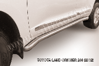 Защита порогов d76 с гибами Toyota Land Cruiser 200 (2012-2015) Black Edition, Slitkoff, арт. TLC2-12-014BE