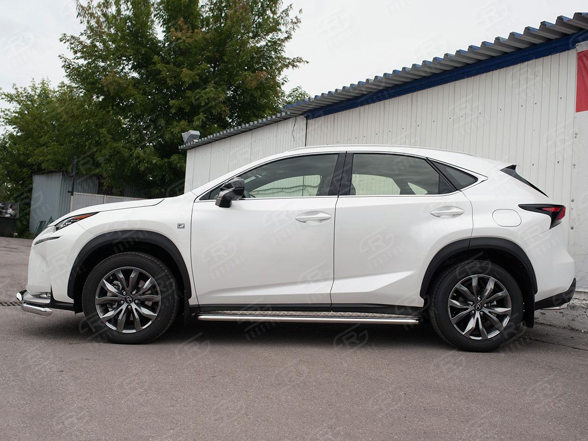 Пороги труба d42 с листом вариант 2 Lexus NX 2014, Slitkoff LNXL-0025812
