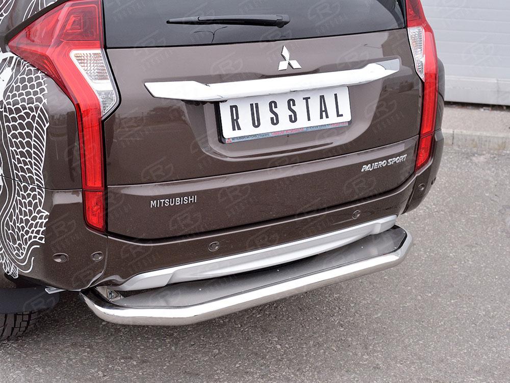 Защита заднего бампера d57 с листом вариант 3 для Mitsubishi Pajero Sport 2016, Slitkoff MPJSZ-0024873