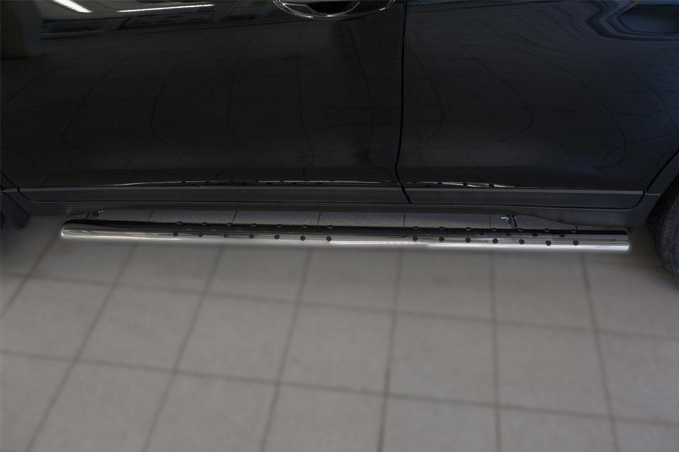 Пороги труба d75х42 овал с проступью для Nissan X-Trail T32 2014, Руссталь NXO-002088