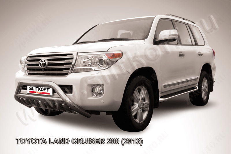 Кенгурятник d76 низкий широкий с ЗК и перемычкой Toyota Land Cruiser 200 (2013-2015) , Slitkoff, арт. TLC2-13-006
