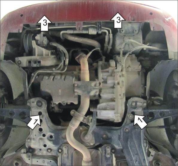 Защита алюминиевая Мотодор (Двигатель, Коробка переключения передач), 5 мм, Алюминий для Lancia Lybra 1999-2005 арт. 36101