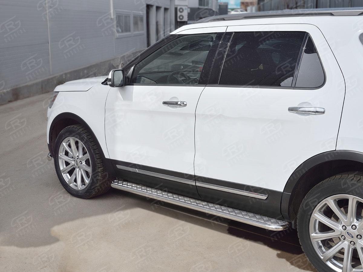 Пороги труба d42 с листом вариант 2 для Ford Explorer 2015, Slitkoff FEL-0026572