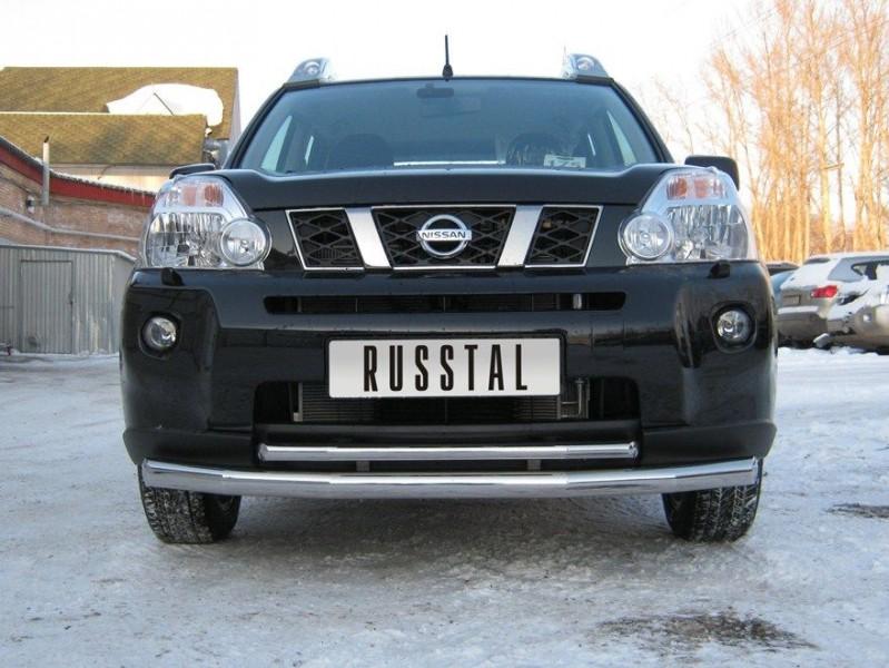Защита переднего бампера d57/42 (5 секций) для Nissan X-Trail 2007-2010, Slitkoff NXZ-000098