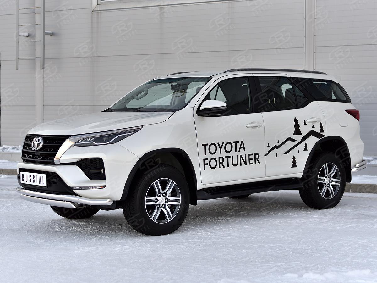 TOYOTA FORTUNER 2020- Защита переднего бампера d57 волна-d75х42 дуга TFRZ-003525